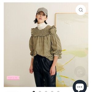Elegant Checkered Ruffle Blouse - Olive by The New Society. Mommy and me